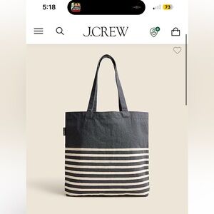 J. Crew Black and Cream Striped Tote